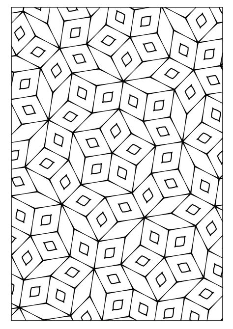 Pattern Coloring Pages Geometric Easy, Easy Geometric Art, Teen Coloring Pages Free Printable, Coloring Pages Patterns, Geometric Patterns Drawing, Geometric Coloring Pages, Adult Colouring Printables, Adults Coloring, Abstract Coloring Pages