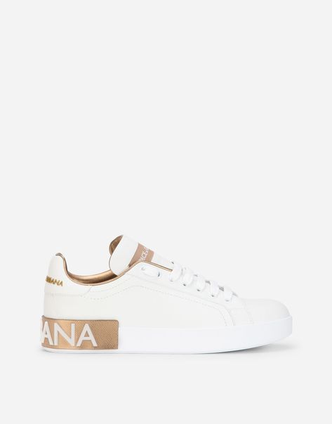 Calfskin Portofino sneakers Expensive Shopping, Knitwear Collection, Dolce Gabbana Sneakers, Clothes Wishlist, Leather Trainers, All About Shoes, Athleisure Outfits, Dolce E Gabbana, Leather Collar