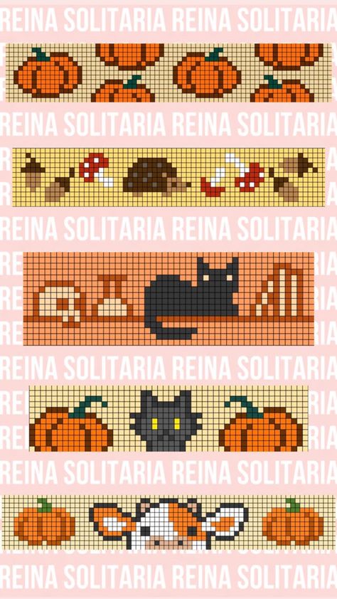 Pixel Art For Cross Stitch, Pixel Art Embroidery, Fall Alpha Patterns, Pixel Art Halloween, Cross Stitch Bookmark, Beading Loom, Crochet Bookmark Pattern, Pixel Beads, Graph Crochet