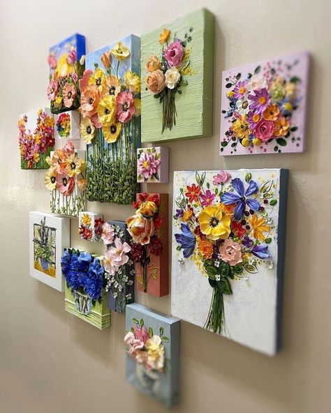 3d Flower Painting, Cuadros Diy, Plaster Painting, Thick Paint, Diy Abstract Canvas Art, Art Decor Diy, Textured Canvas Art, Plaster Art, 3d Painting