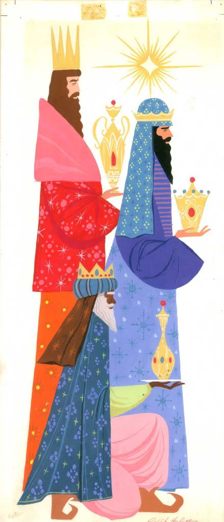 xmas card kings | One of the religious-themed cards, with the Three Wise Men. Hulett ... Ralph Hulett, Roi Mage, Church Banners, Three Wise Men, Three Kings, Religious Christmas, Merry Christmas Card, Wise Men, Noel Christmas