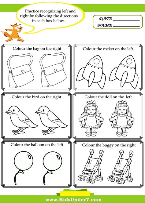 Kids Under 7: Left and Right Worksheets Following Directions Worksheet, Follow Directions Worksheet, Positional Words Kindergarten, Directions Worksheet, Following Directions Activities, Community Helpers Worksheets, Kindergarten Worksheets Free Printables, Free Kindergarten Worksheets, Kindergarten Worksheets Printable