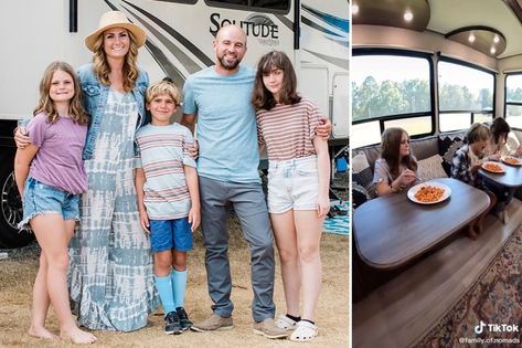 We’re a family of five living in a camper – people can’t believe what’s inside Living In A Camper, Big Fridge, Small Campers, Family Of 5, Camper Living, Family Of Five, Three Children, Camper Life, Extraordinary Life