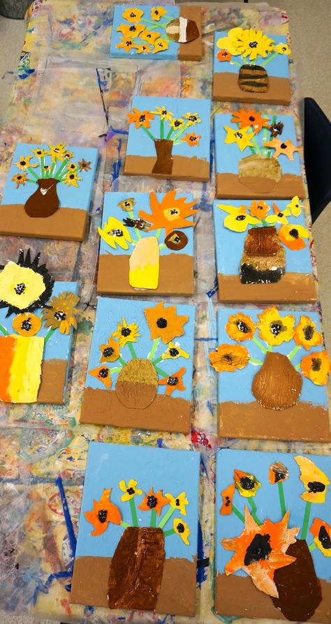 Vincent Van Gogh For Preschoolers, Van Gogh Activities, Van Gogh Preschool, Van Gogh For Kids, Sunflower Art Project, Painting Van Gogh, Artist Van Gogh, Van Gogh Sunflowers, 3rd Grade Art