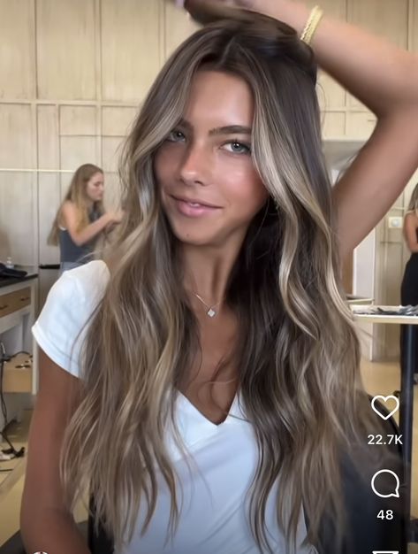 Dark Brown Hair With Summer Highlights, Beach Blonde Brunette, Light Balyage Long Hair Brunettes, Balayage Hair Partial, Brown But Blonde Hair, Blonde Balayage On Dark Hair Pale Skin, Bronde Balayage Long Hair, Shadow Root Brown Hair, Dark Burnett Hair With Blonde Highlights