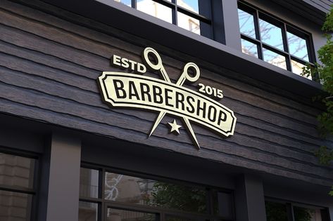 Modern Barber Shop Logo, Mockup Building, Logo Barber Shop, Barber Shop Logo, Barber Shop Sign, Barber Shop Interior, Window Signage, Vintage Tattoo Design, Barber Logo