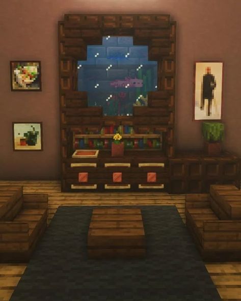 Minecraft Aquarium Ideas, Minecraft Aquarium, Interior Design Minecraft, Minecraft Building Guide, Minecraft Interior, Minecraft Interior Design, Minecraft Modern, Minecraft Room, Detail Oriented