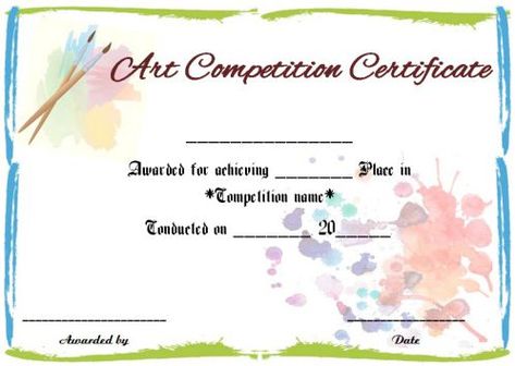 Art Competition Certificate Sample Art Certificate Design, Nursery Worksheet, Certificate Sample, Blank Certificate Template, Graduation Certificate, Art Certificate, Certificate Format, Hindi Alphabet, Free Certificate Templates