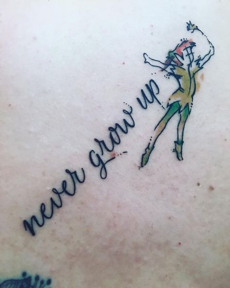 Peter Pan Shadow Tattoo, Neverbeast Tattoo, Never Grow Up Tattoo, Peterpan Tattoo, Peter Pan Tattoo Ideas, Disney Tattoos Peter Pan, Peter Pan Tattoos, Mic Tattoo, Infinity Tattoo Family