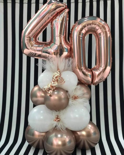 Simple Birthday Balloon Decorations, 40 Balloon Bouquet, 40th Balloon Ideas, 100th Birthday Party Decorations, 60th Birthday Balloons, 30th Birthday Balloons, 40th Birthday Balloons, Balloon Bouquet Delivery, 40 Balloons