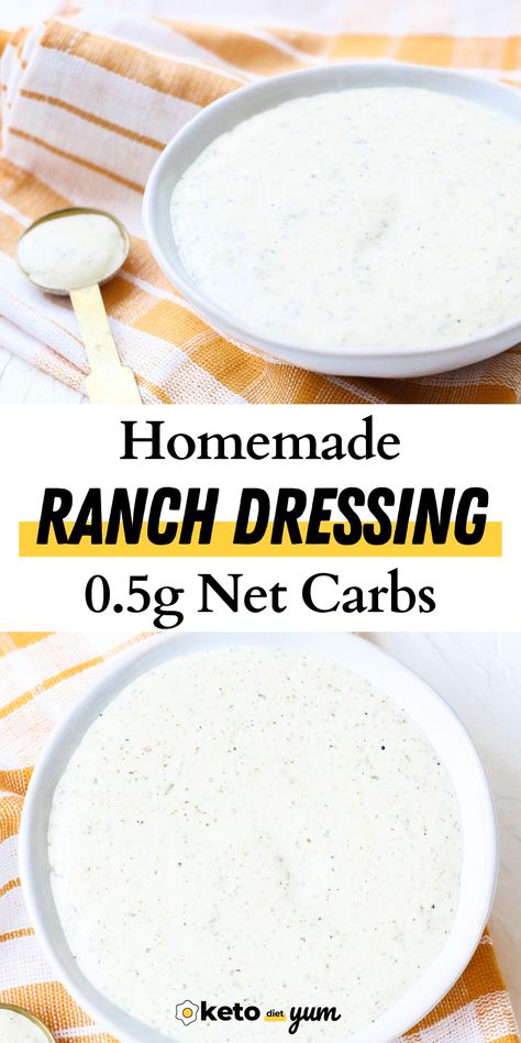 Keto Ranch Dressing Keto Ranch Dressing Recipe, Homemade Ranch Salad Dressing, Keto Ranch Dressing, Keto Dressing, Low Carb Ranch Dressing, Keto Ranch, Low Carb Dressing, Keto Salad Dressing, Keto Condiments