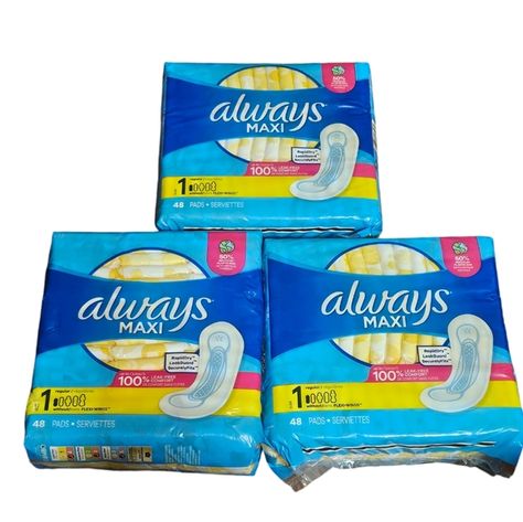 3 Pack of Always Maxi Pads w/o Flex Wings 48 Count Always Maxi Pads, Maxi Pads, Maxi Pad, Closet, Fashion Tips, Clothes Design