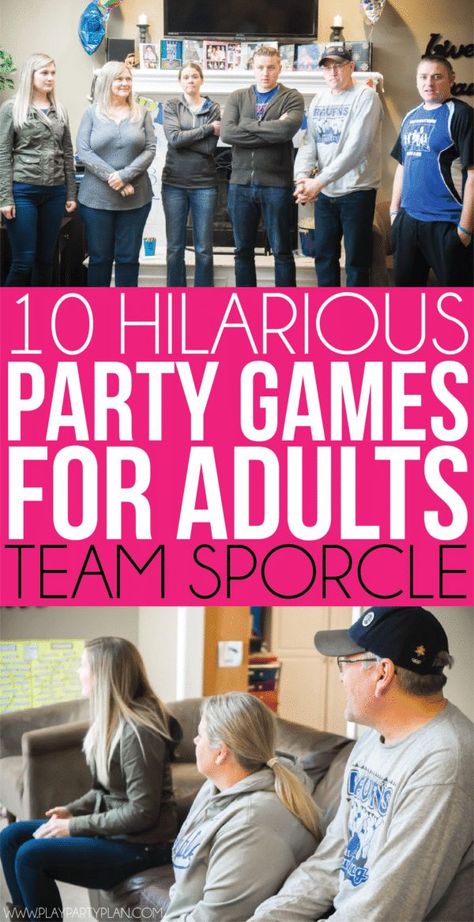 10 hilarious party games for adults that would work great for teens or for groups too! Play indoor or outdoor at a family reunion or birthday party! It doesn’t matter, they’re funny either way! And best of all, no drinking or alcohol required! Hilarious Party Games, Party Games Group, Thanksgiving Games For Adults, Indoor Party Games, Fun Games For Adults, Relay Games, Adult Game Night, Birthday Games For Adults, Games Group