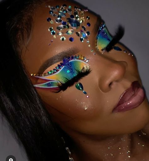 Rainbow Eye Makeup, Gold Makeup Looks, Rhinestone Makeup, Carnival Makeup, Cute Eye Makeup, Makeup For Black Skin, Red Makeup, Mermaid Makeup, Creative Makeup Looks