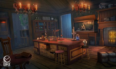 ArtStation - Alchemist shop scene (Myths of the World: The Black Sun), Nemanja Krtinic Alchemist Shop, Fantasy Shop, Hidden Objects, Scene Art, Building Art, Fantasy Places, High Fantasy, Fantasy Inspiration, Shop Art