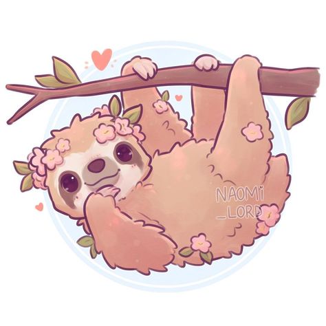 Naomi Lord Art Animals, Naomi Lord Animals, Cute Sloth Drawing, Naomi Lord Art, Kawaii Sloth, Naomi Lord, Sloth Drawing, Sloth Cartoon, Cute Dragon Drawing