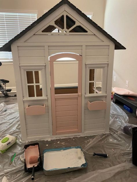 Timberlake Playhouse Makeover, Cubby House Makeover, Aspen Playhouse Makeover, Outdoor Play Houses For Kids, Small Cubby House, Wood Playhouse Makeover, Costco Playhouse Makeover, Wooden Playhouse Makeover, Outdoor Playhouse Makeover