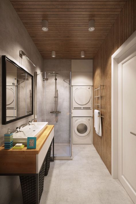 Apartamento en Moscú por Geometrium (15) Spa In Casa, Inexpensive Bathroom Remodel, Small Washing Machine, Mobile Home Bathroom, Small Apartment Bathroom, Pumpkin Craft, Narrow Bathroom, Decor Baie, Plain Paper