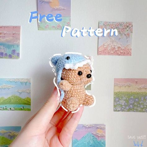 Bear Plushie Crochet, Care Bears Crochet Pattern Free, Free Teddy Bear Crochet Pattern, Instagram Crochet Pattern, Polar Bear Crochet Pattern Free, Bear Crochet Pattern Free, Crocheted Shark Pattern, Bear Instagram, Crochet Shark