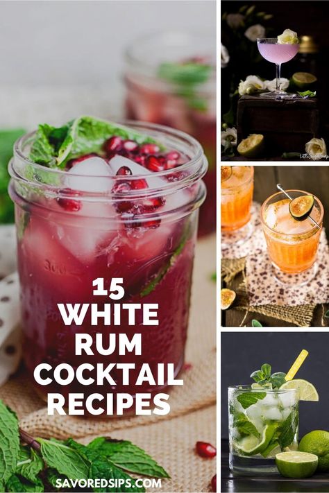 White rum is a very easy liquor to blend into cocktails, which is why they're so prevalent on beach drink menus and available at just about any bar. | White Rum Cocktails | Rum Cocktails | Cocktail Recipes | Cocktail Recipes With Malibu Rum, Simple Rum Cocktail Recipes, Rum Wedding Cocktails, Bacardi White Rum Cocktails, Clear Rum Cocktail Recipes, Summer Cocktail Recipes Rum, Rum Cocktails For A Crowd, Drinks To Make With Rum, Rum Based Drinks