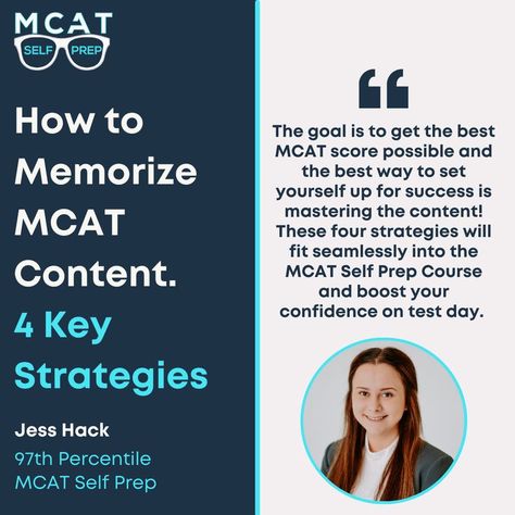 #mcatstudytip You may know what you need to memorize for the MCAT, but knowing HOW to memorize MCAT content is key. Flipping through content review books can be overwhelming, and it can seem downright impossible to learn everything in time for your MCAT test day. Luckily, several strategies have helped many of my students maximize their content memorization. #mcat #mcatselfprep #mcat2023 #mcatquestions #premed #futuredoctor Mcat Study Tips, Everything In Time, Mcat Study, Study Strategies, Future Doctor, Memorization, Test Day, Pre Med, Get Educated