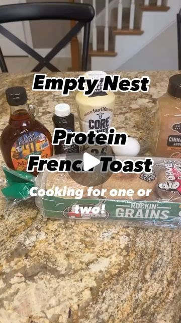 Stephanie Buchanan•empty nest fitness coach on Instagram: "LIKE SAVE and FOLLOW! Want a smaller serving and a healthier French toast? Try this Protein French toast! Can be for one or two! You will need: Small loaf pan sprayed with olive oil spray One Dave’s killer English muffin One egg 1/4 cup premade vanilla protein shake 1 tsp vanilla Generous dash of cinnamon Cut up muffin and place in sprayed pan. Mix other ingredients and pour over muffin. Let sit for 5 minutes. Bake on 400 for 20 minutes or until done. After baked Top with: 1 T Pecans 1-2T maple syrup Double recipe if making for 2! Macros: Calories -345 Fat- 11 g Protein- 19 g Carbs- 44g Fiber- 3g #emptynestermeals #mealsunder30minutes #quickmeals #quickdinners #weeknightmeals #cookingfortwo #mealguide #freem High Protein English Muffin Breakfast, High Protein Brunch, English Muffin Recipe Breakfast, Healthier French Toast, English Muffin Breakfast Casserole, High Protein French Toast, English Muffin French Toast, Bagel French Toast, Protein Toast