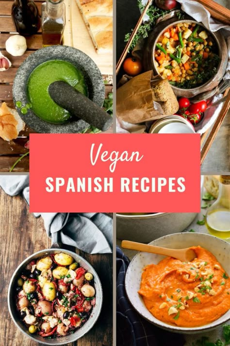 12 Vegan Spanish Recipes You Need to Try! - Vegan on Board Vegan Spanish Recipes, Vegan Food Recipes, Vegan Stew, Spanish Recipes, Tapas Recipes, Spanish Tapas, Spanish Dishes, Vegan Travel, Healthy Veggies