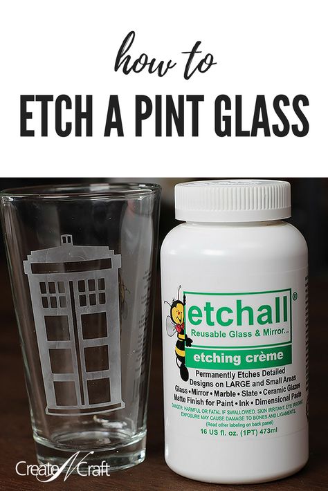 How To Etch a Pint Glass Diy Doctor, Glass Art Design, Glass Art Pictures, Wine Glass Art, Glass Art Projects, Beach Glass Art, Contemporary Glass Art, Police Box, Crushed Glass