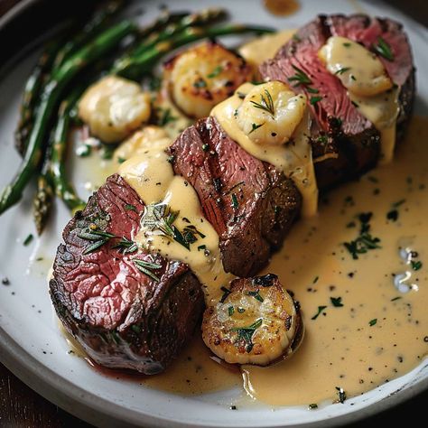 Crab-Stuffed Beef Tenderloin with Béarnaise Bliss Steak Oscar With Crab Bearnaise Sauce, Stuffed Beef Tenderloin Recipes, Fancy Main Course, Fancy Dinner Recipes Fine Dining, Dinner Ideas Comfort Foods, Gourmet Beef Recipes, Gourmet Recipes Fancy, Luxury Recipes, Stuffed Beef Tenderloin