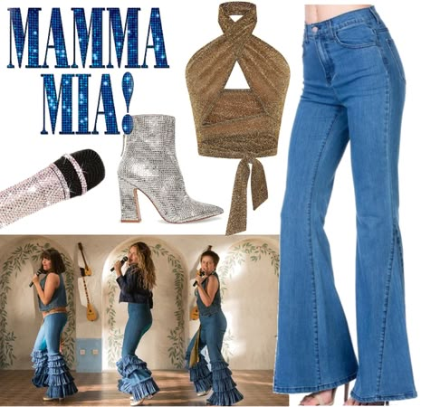 Abba Voyage Concert Outfit, Donna And The Dynamos Halloween Costume, Mamma Mia Outfits Ideas, Mamma Mia Outfits Bachelorette Party, Mama Mia Party Outfit Ideas, Mamma Mia Donna And The Dynamos, Donna And The Dynamos Outfit, Mamma Mis Outfits, Abba Concert Outfit Ideas