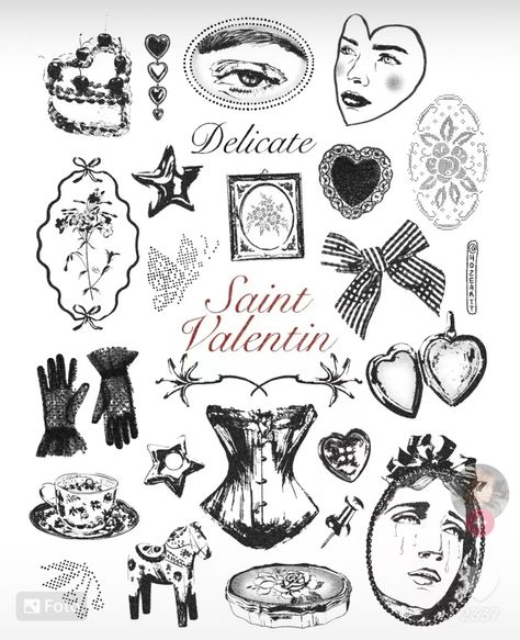 Gothic Woman Tattoo Design, Women Knee Tattoo Ideas, Tattoos To Get In Paris, Lana Del Rey Tattoos Ideas, 1920s Tattoo Ideas, Soft Grunge Tattoo, Feminine Flash Tattoo, Vintage Cake Tattoo, Halsey Inspired Tattoos