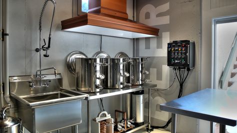 What a beautiful setup!   (Customer photo) Garage Brewery, Brew Room, Homebrew Setup, All Grain Brewing, Beer Brewing Equipment, Brooklyn Brewery, Brewery Design, Home Brewing Equipment, Brewing Recipes