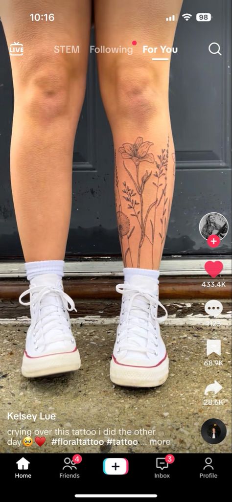 Calf Tattoos For Women, Lower Leg Tattoos, Wrap Around Tattoo, Leg Tattoos Women, Tattoo Bracelet, Knee Tattoo, Calf Tattoo, Leg Tattoo, Lower Leg