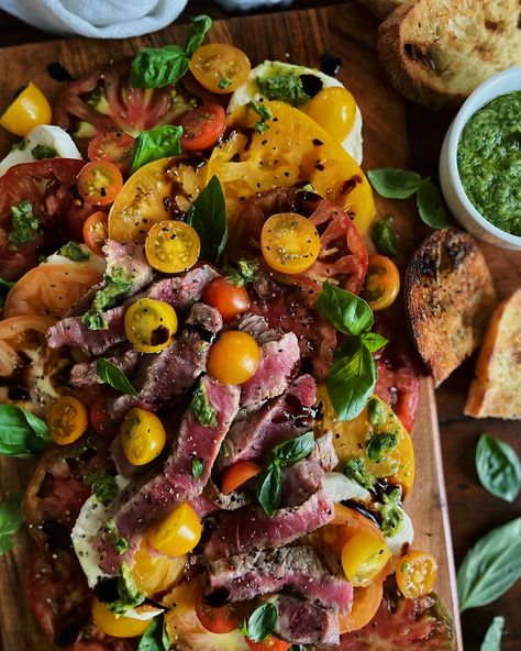 Avocado Chimichurri, Grilled Ribeye, Salad Summer, Tomato Season, Summer Tomato, Steak Salad, Heirloom Tomato, Ribeye Steak, Heirloom Tomatoes