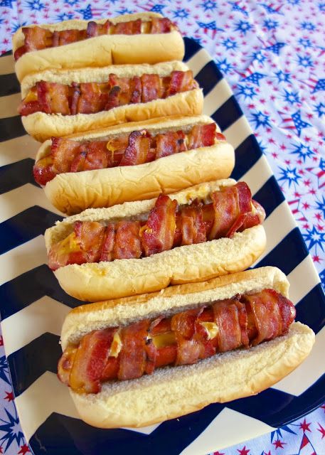 Recipe For Cheesy Bacon Wrapped Hot Dogs - Pool party, kids celebration next week or just a quick Summer lunch! You don't always have to have a big wingding to get together! Bacon Wrapped Hotdogs, Wrapped Hot Dogs, Hot Dog Recipes, Cheesy Bacon, Summer Lunch, Good Eat, Corn Dogs, Dog Recipes, Bacon Wrapped