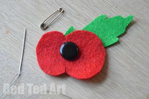 Felt Poppy Pin Diy, Poppy Pins Diy, Make Your Own Poppy, November Homeschool, Knitted Poppy Free Pattern, Felt Poppies, Remembrance Ideas, Memorial Day Crafts, Poppy Craft For Kids