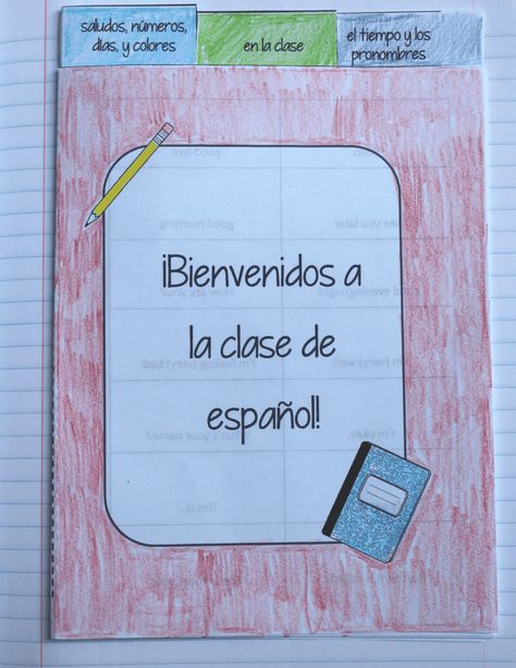 Spanish Notebook Section 4: Vocabulary | Spanish Mama Spanish Notebook Cover, Spanish Notebook, Notebook Cover Ideas, Spanish Interactive Notebook, Spanish Education, Spanish Teacher Resources, Spanish Classroom Activities, Spanish Curriculum, Spanish Basics