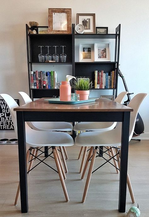 cool ikea ingo table ideas and hacks youll love Ingo Ikea Hack, Ingo Ikea Table, Ingo Table Makeover, Ingo Table Hack, Ikea Ingo Table Hack, Apartment Realistic, Dining Table Hack, Ikea Ingo Table, Ivar Chair