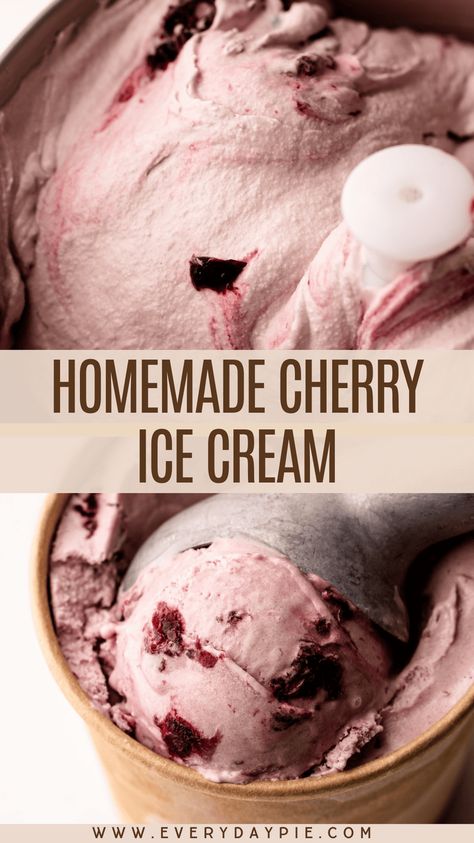 Pink Ice Cream, Ice Cream Sundaes, Ice Creams, Ice Cream Machine Recipes, Homemade Cherry Ice Cream, Ice Cream Recipe, Cherry Ice Cream Pie, Black Cherry Ice Cream Homemade, Sour Cherry Ice Cream