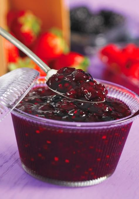 Bumbleberry Jam Recipe. "Bumbleberry, or jumbleberry, is a mix of berries and other fruits, such as rhubarb or apples." Jam Canning Recipes, Sour Cherry Recipes, Sour Cherry Jam, Canning Jam Recipes, Jam Canning, Fruit Butters, Ball Canning, Canning Jams, Homemade Jams