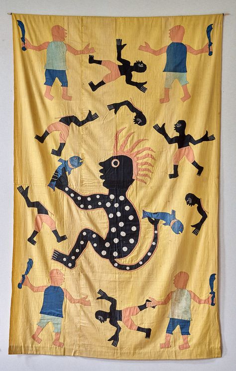 Yémadjé family (Kingdom of Dahomey, Republic of Benin), Appliqued hanging, early 20th century | Duende Art Projects Hanging African Fabric, Benin City Art, Benin Kingdom, Walls Of Benin, Benin Sculpture, Dramatic Walls, Museums In Paris, Plant Drawing, Banners