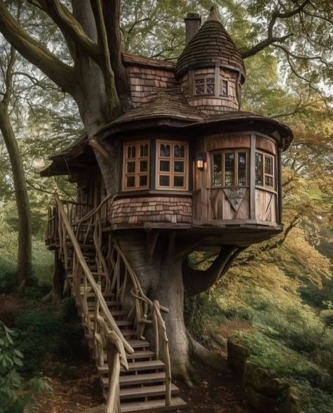 Beautiful Tree Houses, Fairy Woodland, Tree House Plans, Fairytale House, Tree House Diy, Storybook Homes, Porch Addition, Cool Tree Houses, Tree House Designs