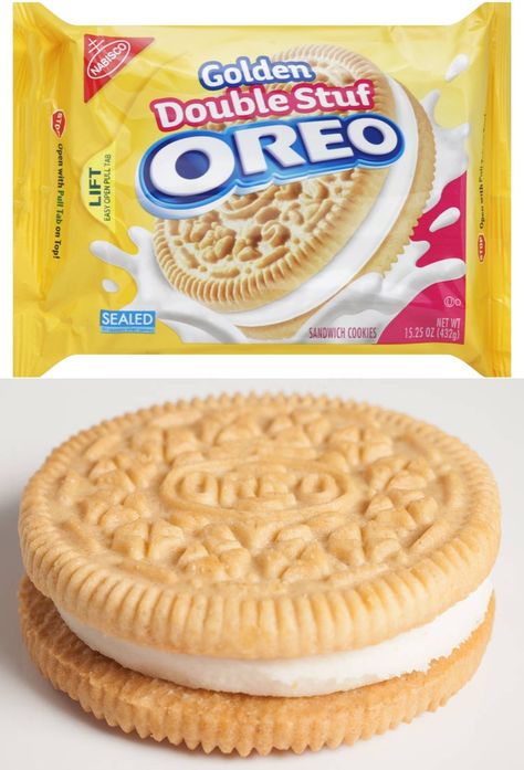 Golden Double Stuf Oreos Double Stuffed Oreos, Golden Oreo, Sandwich Cookies, Yummy Snacks, Oreo, Sweet Tooth, Sandwiches, Snack Recipes, Gluten Free