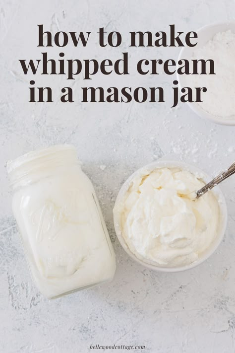 Easy Homemade Whipped Cream, Diy Whipped Cream, Homemade Cool Whip, Make Whipped Cream, Jar Desserts, Homemade Whipped Cream Recipe, Recipes With Whipping Cream, Making Whipped Cream, Coconut Whipped Cream