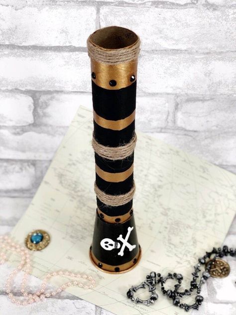 Recycled Telescope Pirate Craft Pirate Telescope Craft, Craft Binoculars, Pirate Craft, Pirate Telescope, Pirate Props, Pirate Crafts, Paper Towel Tubes, Recycle Bin, Buried Treasure