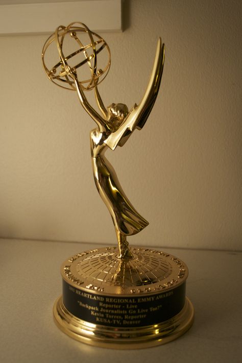 My first Emmy Award: "Best Live Reporter" Best Awards Meme, Recieving Award Aesthetic, Emmy Award Aesthetic, Winning Award Aesthetic, Ballet Award, Emmy Trophy, Emmy Award Trophy, Trophy Craft, Bafta Award