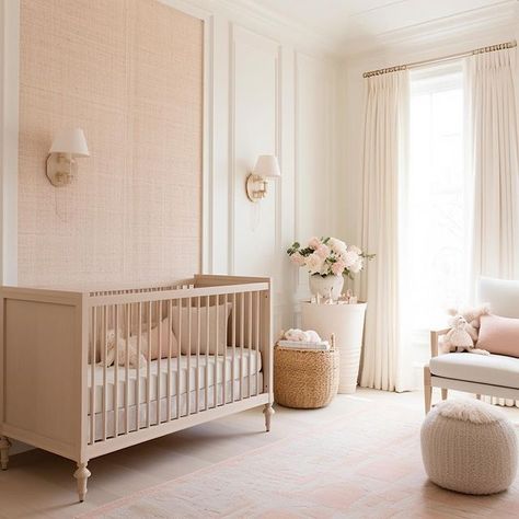 A delightful cottage powder room! Design: @windthekey Click the link in our bio to visit our blog @windthekey for more design… | Instagram Modern Mountain Farmhouse, Elegant Baby Nursery, Modern Girl Nursery, Retreat Design, Mountain Farmhouse, Nursery Layout, Farmhouse Tour, Nursery Interior Design