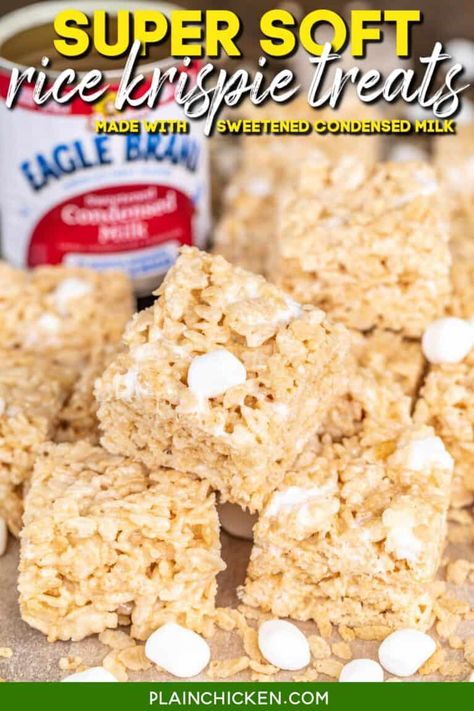 Soft Rice Krispie Treats, Homemade Rice Krispies, Rice Crispy Bars, Crispy Treats Recipe, Homemade Rice Krispies Treats, Rice Crispy Treats Recipe, Popular Desserts Recipes, Sweet Condensed Milk, Lemon Pound Cake Recipe