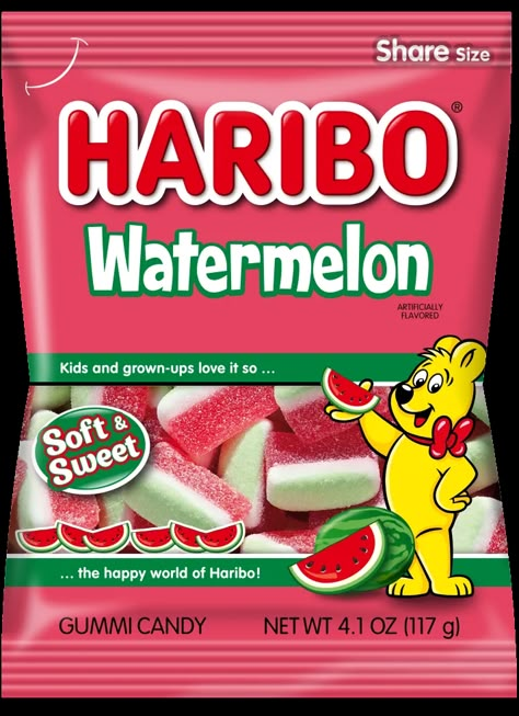 HARIBO Watermelon Watermelon Gummies, Gummi Candy, Soft Candy, Peg Bag, Fresh Watermelon, Chewy Candy, Sugar Candy, Guacamole Recipe, Grown Ups