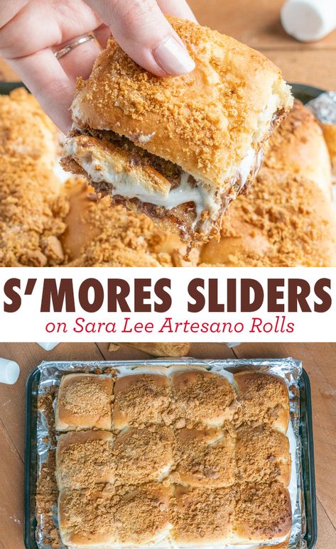 S'mores Sliders Pull Apart Smores Sliders, Smores Sliders, Smores Chocolate Rolls, Dessert Sliders, Home Chocolate, Chocolate Smores, Summer Picnic Food, Sweet Bakes, Smore Recipes